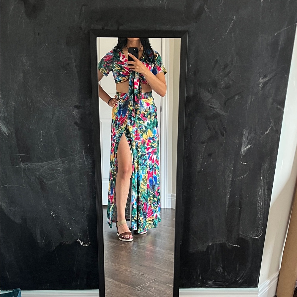 Floral Maxi Dress with Front Slit